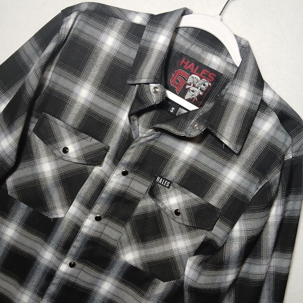 RARE Hales Speed Shop Womens Flannel G Code Size Small Black White #1087